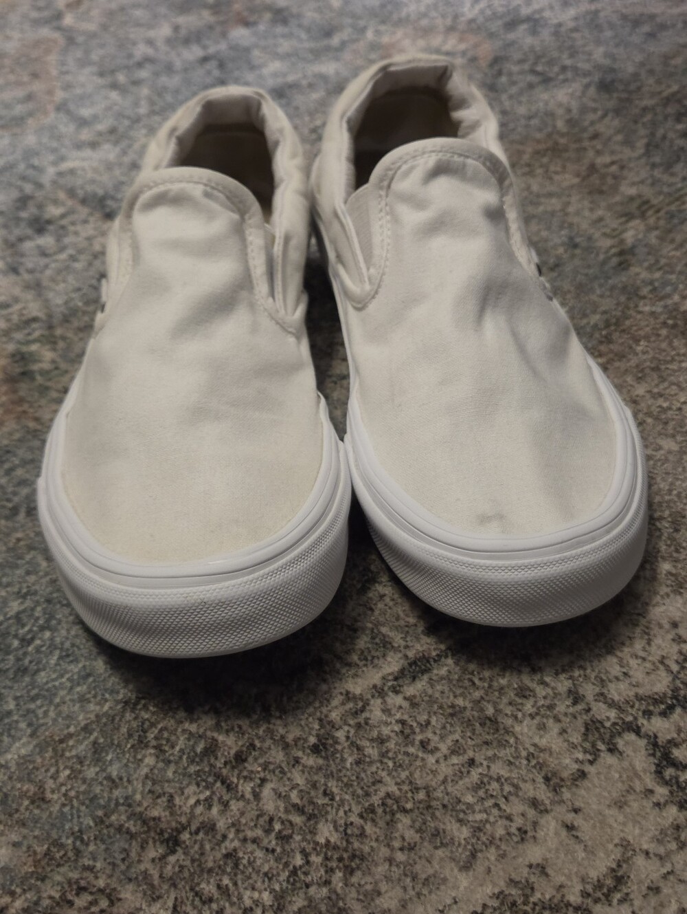 Vans Classic Slip-On All White Canvas Sneakers - Women's 8.5 / Men's 7